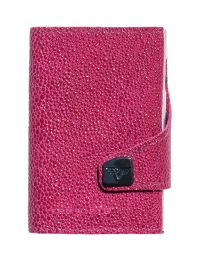 Sting Ray Leather Portemonnaie CLICK & SLIDE by TRU VIRTUÂ® (Color: Sting Ray Fuchsia/Silver)