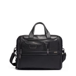 Alpha EXPANDABLE ORGANIZER LAPTOP BRIEF Leather by TUMI (Color: Black)