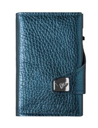 Metallic Leather Portemonnaie CLICK & SLIDE by TRU VIRTUÂ® (Color: Navy Metallic/Titan)