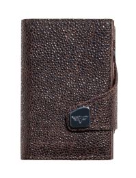 Sting Ray Leather Portemonnaie CLICK & SLIDE by TRU VIRTUÂ® (Color: Sting Ray Brown/Brown)